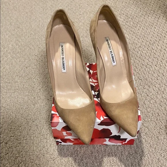 Manolo Blahnik Tan Suede Pumps - Picture 2 of 11